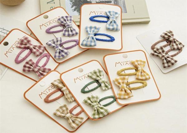 Fabric bow plaid hairpin accessories DIY INS girls baby women's BB hairpin spot