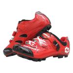 Black Red Breathable Cycling Shoes , Reinforce Toe Cup Biking Shoes