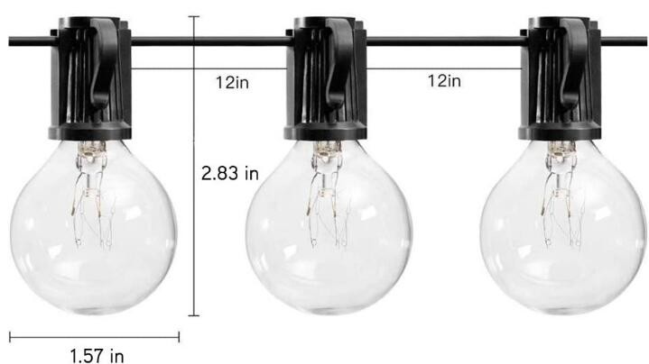 100Ft G40 Outdoor Led Light String Globe Bulbs Black Wire Connectable