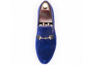 Wholesale Motif Blue Mens Velvet Dress Slippers , Burgundy Loafers Mens Buckle Dress Shoes from china suppliers