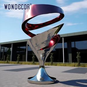 Wholesale Large Outdoor Square Modern Abstract Geometric Wine Glass Stainless Steel Sculpture from china suppliers
