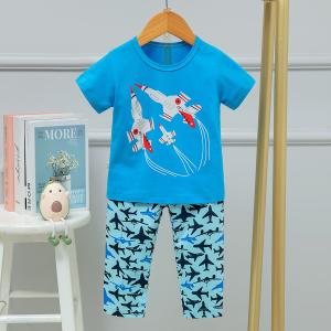 Wholesale Children Soft Cotton Pj Set Cartoon Rocket Shorts Set Nightwear from china suppliers