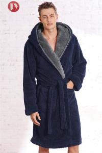 Wholesale china Manufacturer Best Price Top Quality Hooded Men's navy Soft Spa Full Length Warm Bathrobe With Kimono Shawl Collar from china suppliers
