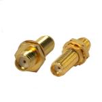 Flange SMA Fiber Optic Adapter With Cap For Nickel Plated Brass Connector
