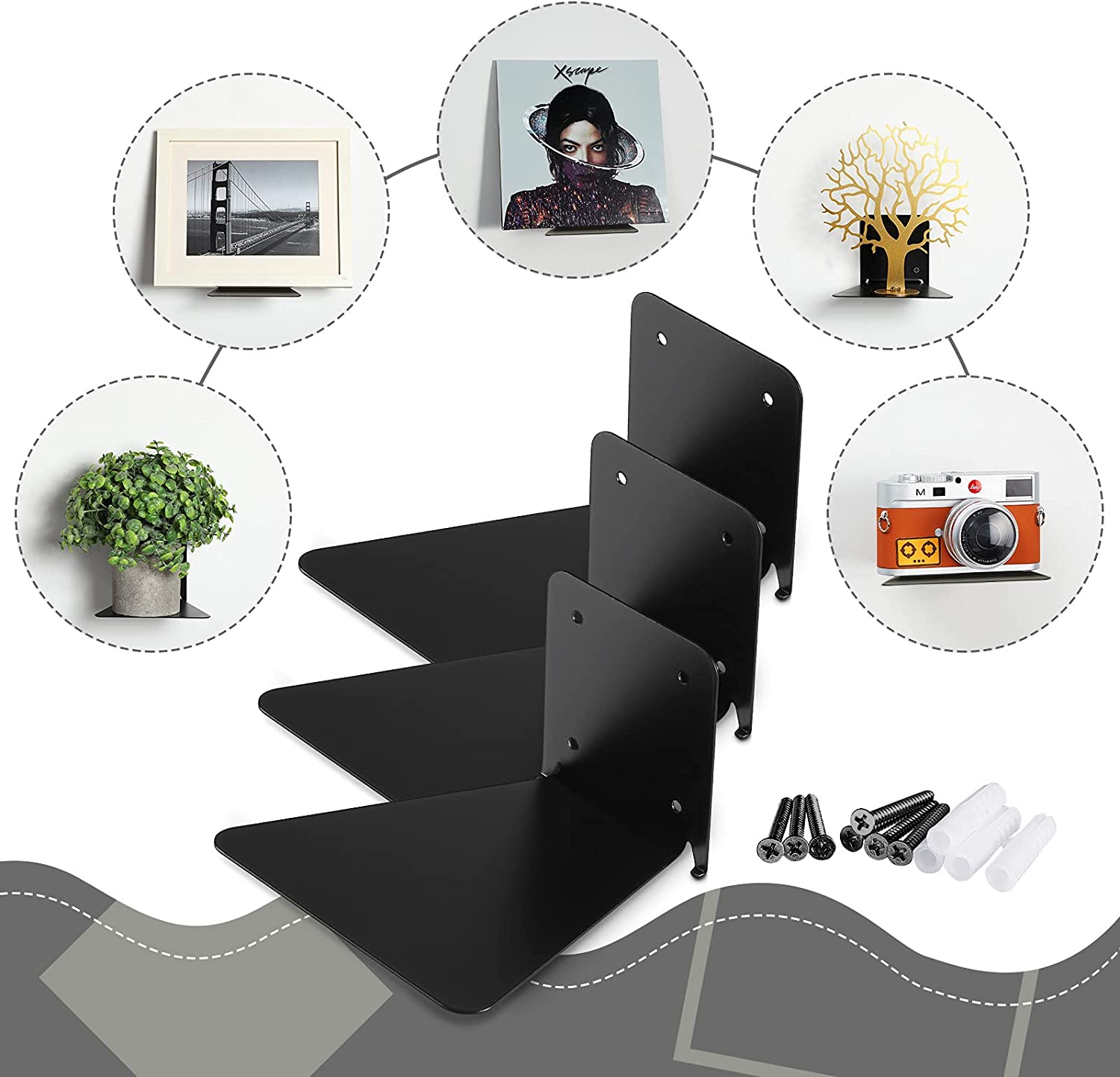 Detachable Metal Floating Bookshelf for Home Library Heavy Duty and Modern Design
