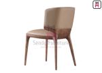 Grey Leather Upholstered Wood Restaurant Chair Without Armrests