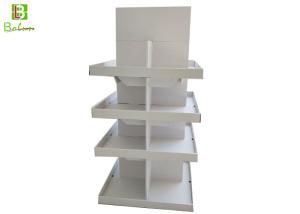 Wholesale 4 Tier Paper Retail Floor Display Shelves Square White Lamination Finish from china suppliers