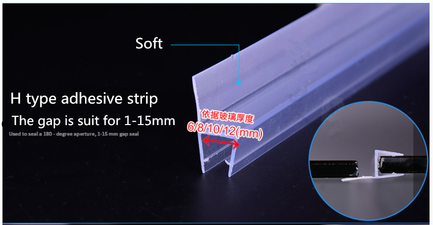 8-12mm PVC Waterproof U Type Rubber Glass Shower Door Seal Strip for Transparent Doors