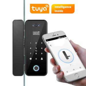 China Black Glass Door Lock Tuya Smart Lock Home Security 3D Face Digital Fingerprint on sale