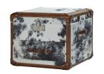 Vintage Style Leather Storage Trunk Cow Leather Fur Material 1 Drawer Top