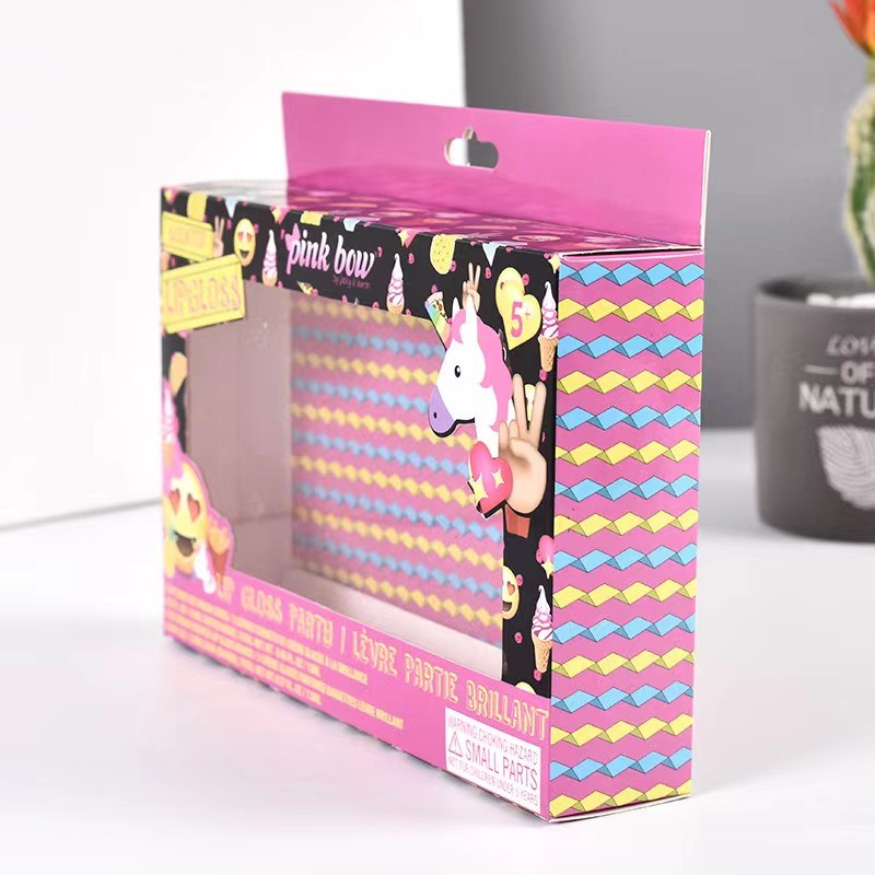 Retail Hanging Hook Folding Paper Box with Window Customized Coated Paper Material