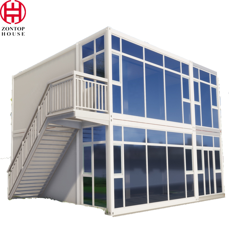 Zontop Luxury Modern Glass Curtain Container House Prefab Houses 4 Bedrooms Prefabricated Homes