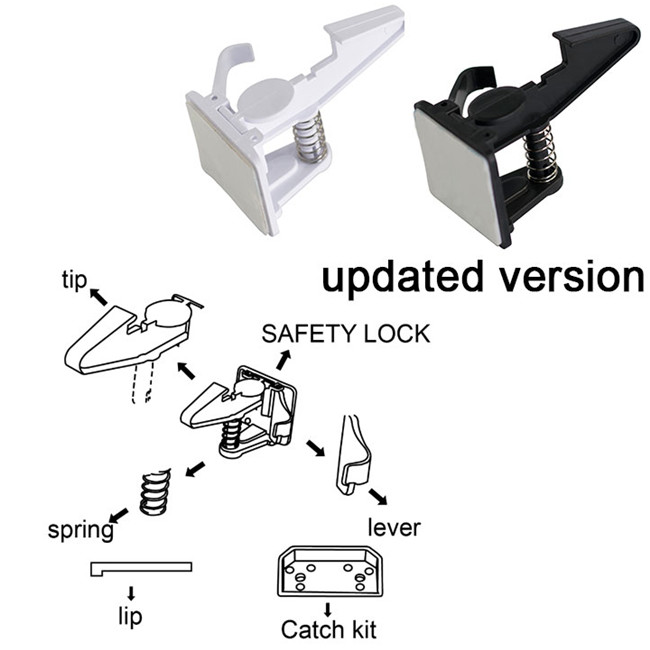 ABS Black Spring Button Lock Protect Baby Safety Product Eco - Friendly