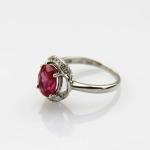 Women Jewelry 7mmx9mm Oval Red Cubic Zircon 925 Silver Ring(R183)
