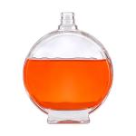 Eco-friendly Glass Body Brandy Bottle Flat Transparent Glass Bottle for XO