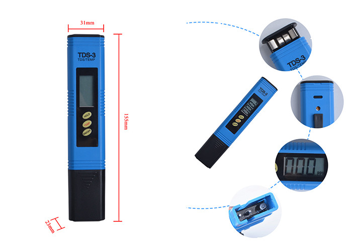 Pocket Water TDS Meter Pen Type With Two 1.5V Button Batteries 155*31*23mm