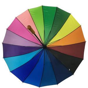 Wholesale 16 Colors Rainbow Umbrella Metal Shaft Wooden Handle Pongee Cover from china suppliers