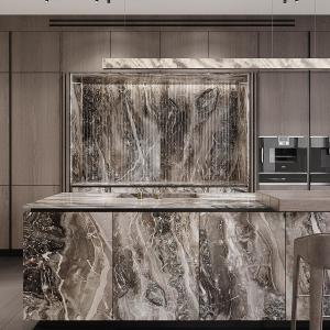Wholesale Luxury Customized Kitchen Cabinet Kitchen Furnitures Design Wood Veneer Kitchen Cabinet from china suppliers