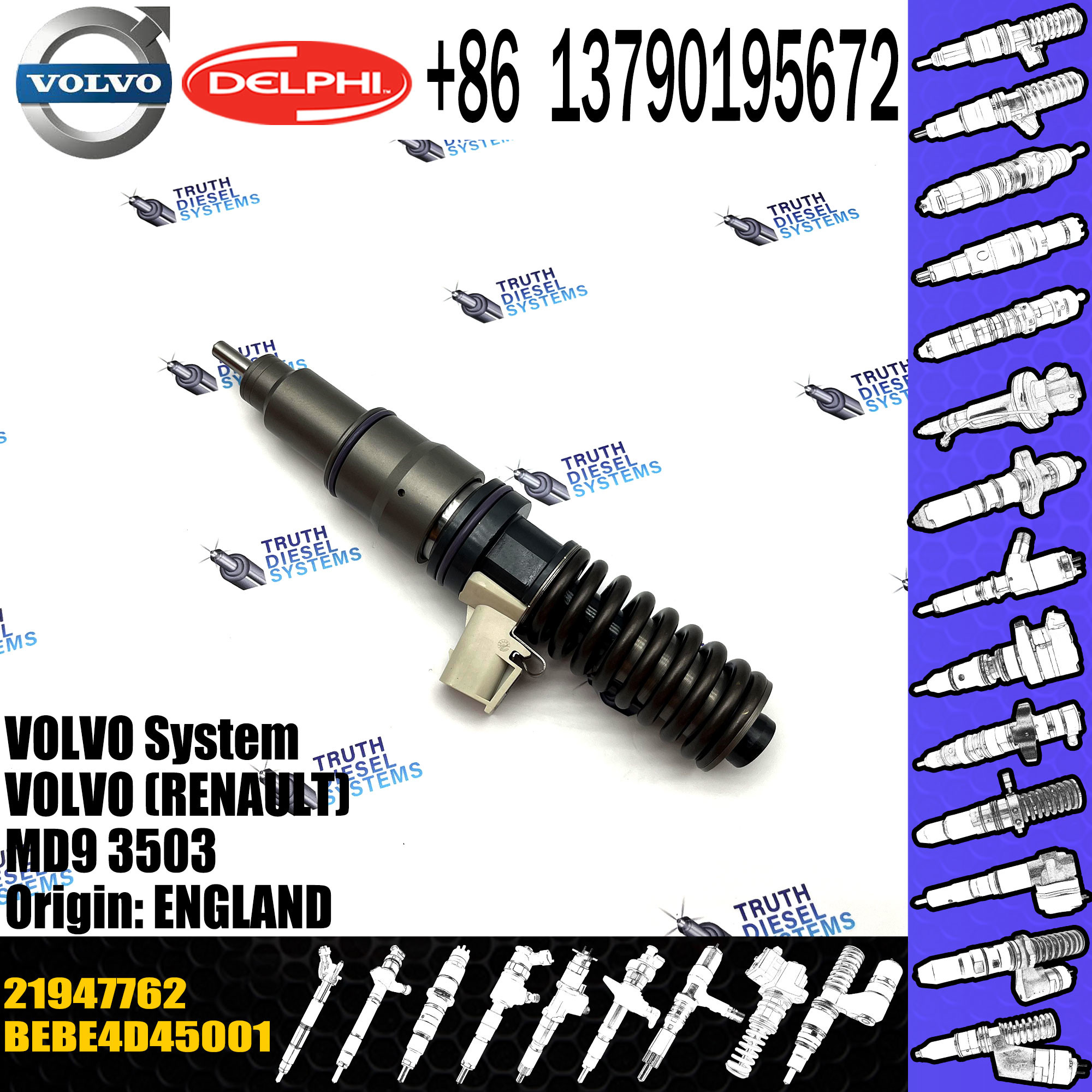 High Quality Diesel Fuel Injector 21947757 7421947757 BEBE4D44001 For 11LTR EURO3 LO
