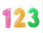Rainbow Color Glitter Number Candles For Birthday / Charistmas / Party