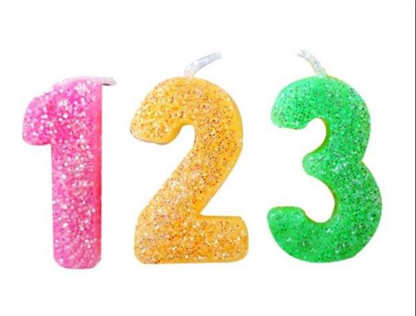 Rainbow Color Glitter Number Candles For Birthday / Charistmas / Party