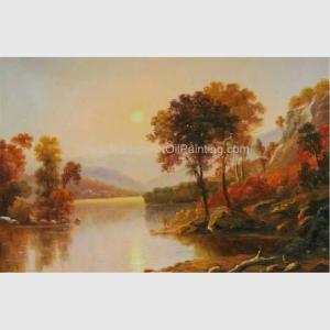 Wholesale River Sunrise Original Oil Landscape Paintings Horizontal 50 cm x 60 cm from china suppliers