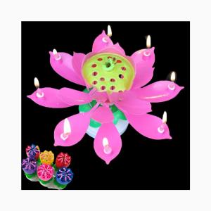 Wholesale Birthday Cake Candle Lotus Singing Birthday Cake Firework Candle Birthday Party Spinning Lotus Candle from china suppliers