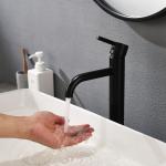 Brass Modern Vessel Single Hole Single Handle Basin Mixer In Matte Black