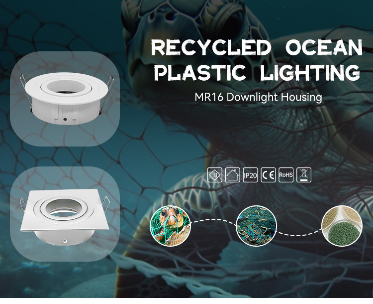 IP20 Renewable MR16 Downlight Housing Tilted Cutout 82mm Downlight Enclosure
