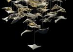 Romantic ribbon art chandelier glass twisted strip shape hotel lobby exhibition