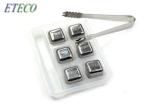 Silver Reusable Stainless Steel Ice Cubes For Whiskey Wine Beverage Sextuplet