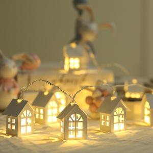 Wholesale String Lights Christmas Decoration Lights House Wooden 10 LED Fairy Battery Operated Waterproof Hanging Novelty String L from china suppliers