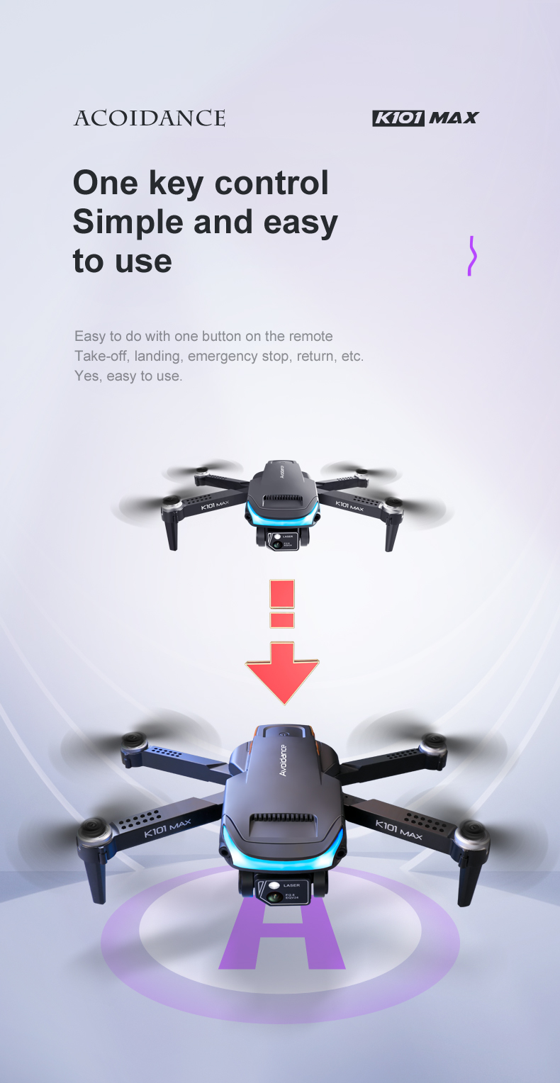 2024 K101 Max Drone with Optical Flow Location and 4k HD Dual Cameras Three Way Obstacle Avoidance Battery 3.7V 1800mAH