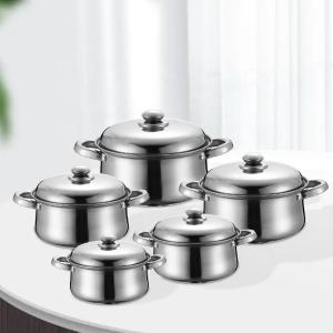 Wholesale OEM/ODM 10 Piece Stainless Steel Cookingware Pot Set Cooking Pot Set Ollas Kitchen Ware Pot Cookware Sets from china suppliers