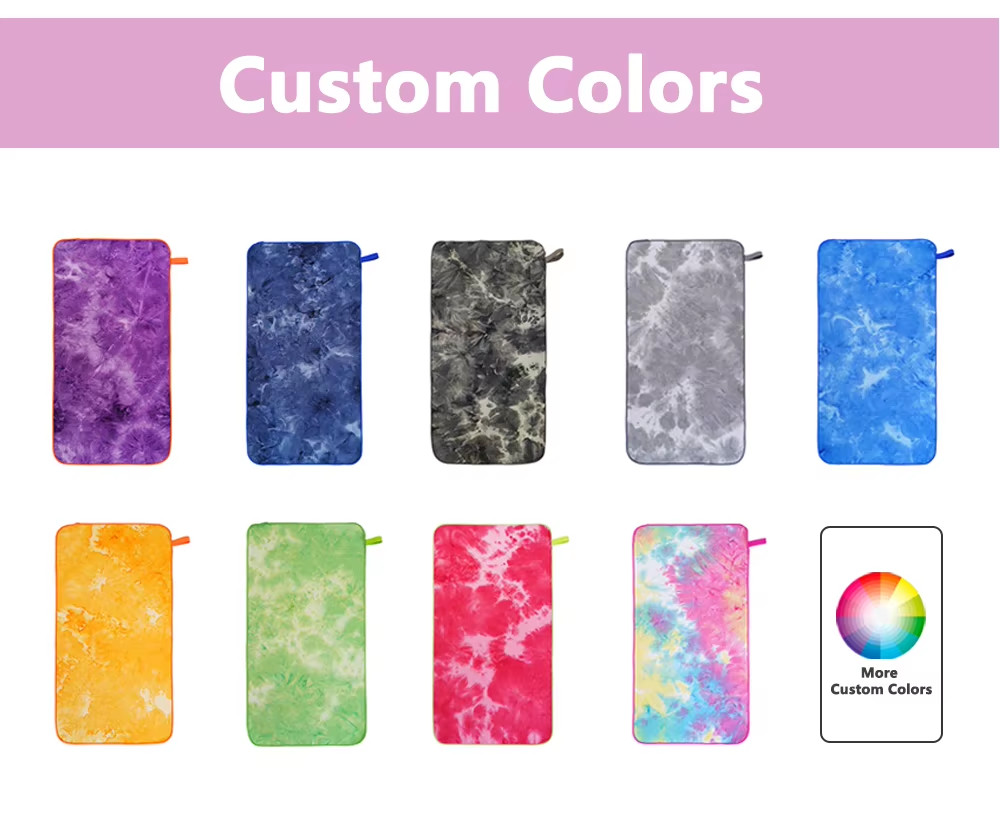 2 in 1 Multifunction Summer Quick Dry Bath Towels Hand Tie-dye Summer Microfiber Printed Sports Towel with Tote Bag