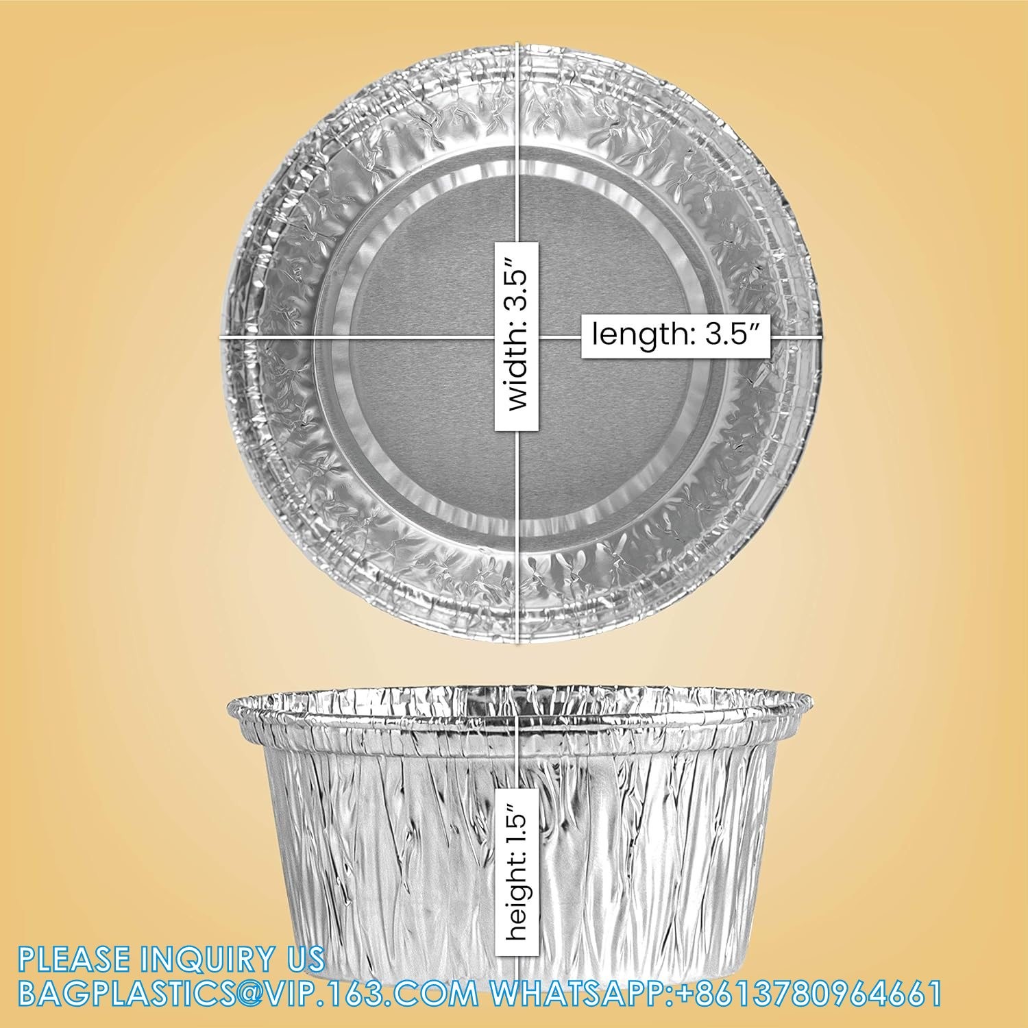 3.5'' Inch Round Ramekins Muffin Cups Tin Foil Cupcake Pans Disposable Aluminum, Freezer & Oven Safe Pack