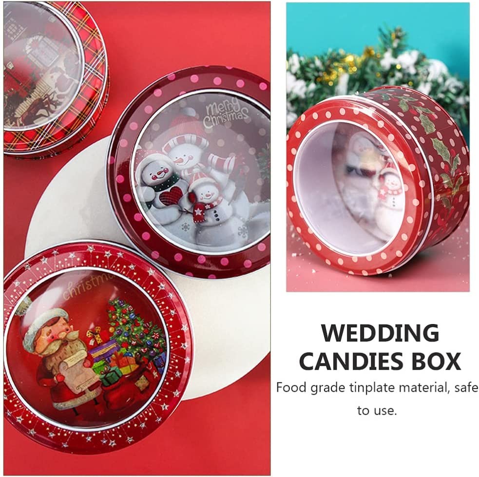 CMYK Tin Gift Boxes with PVC Window Holiday Christmas Tin Can Empty Cookie Tins