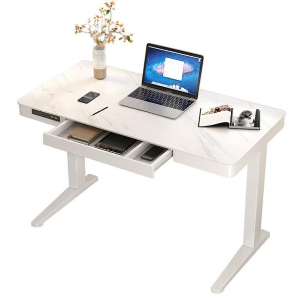 5 ft Electric Height Adjustable White Office Wooden Bureau Table for Cafe and