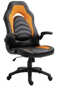 Wholesale Ergonomic office chairs,320mm nylon base with casters, 100mm pneumatic lifting rod, reversible PU cushion armrest, black and orange color from china suppliers