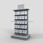 Retail Store Fixtures Wood Slatwall Display Stands Double Sided For Footwear