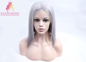 Wholesale Colored Grey Human Hair Lace Front Bob Wigs , Virgin Human Hair Wigs from china suppliers