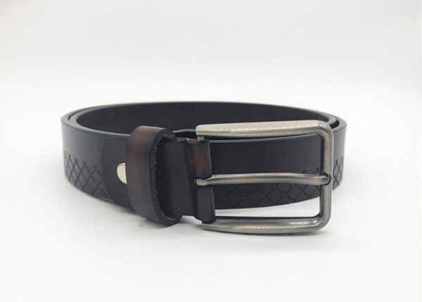 Brushed Gunmetal Diamond Embossed Belt Casual Jeans Belt For Men 1-1/4 Inches