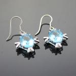 Women Jewelry Sterling 925 Silver Citrine Cubic Zirconia Dangle Earrings (E07)