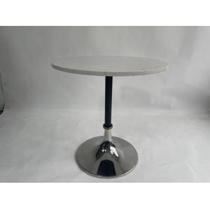 Space Swan White Marble Top Round Small Cocktail Table With stainless steel Base