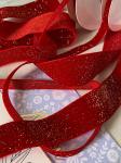 Shinny Glitter Velvet Ribbon 6mm-38mm Deep Red Velvet Ribbon Soft