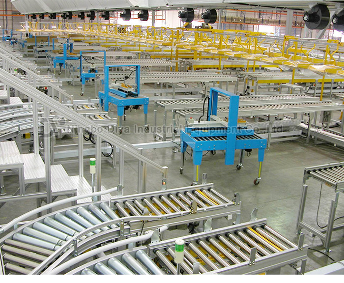 BC Chain Driven Roller Conveyor System , Flexible Roller Curve Conveyor Chain Transfer