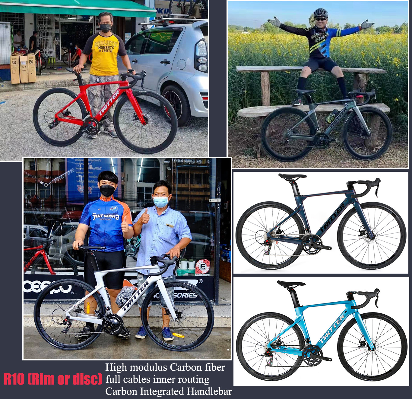 TWITTER R10 Carbon Fiber Road Bike 12x142mm Thru Axle Disc Brake Gravel Bicycle