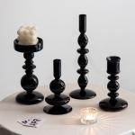 Black Ramadan Glass Candle Holder Jar Stand For Wedding Gift Desktop Decoration