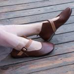 S271 One-line buckle single shoes literary fresh handmade leather women sandals