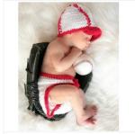white red baseball baby hat cap underwear cotton handmade Baby Photography Prop